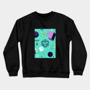 Polyhedral Dice Set Memphis Design Teal Violet Tabletop RPG Crewneck Sweatshirt